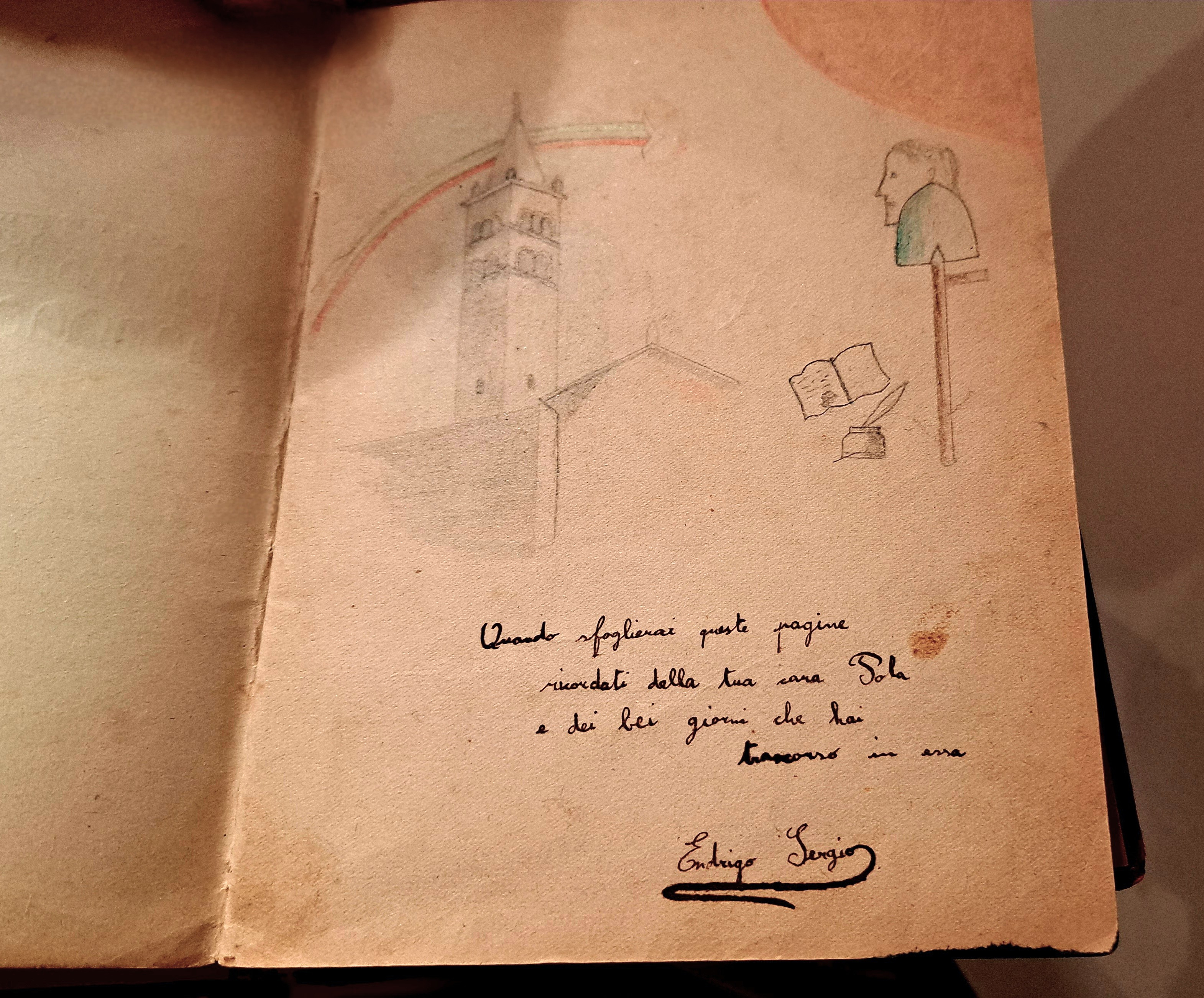 Il disegno e la dedica di Sergio Endrigo
