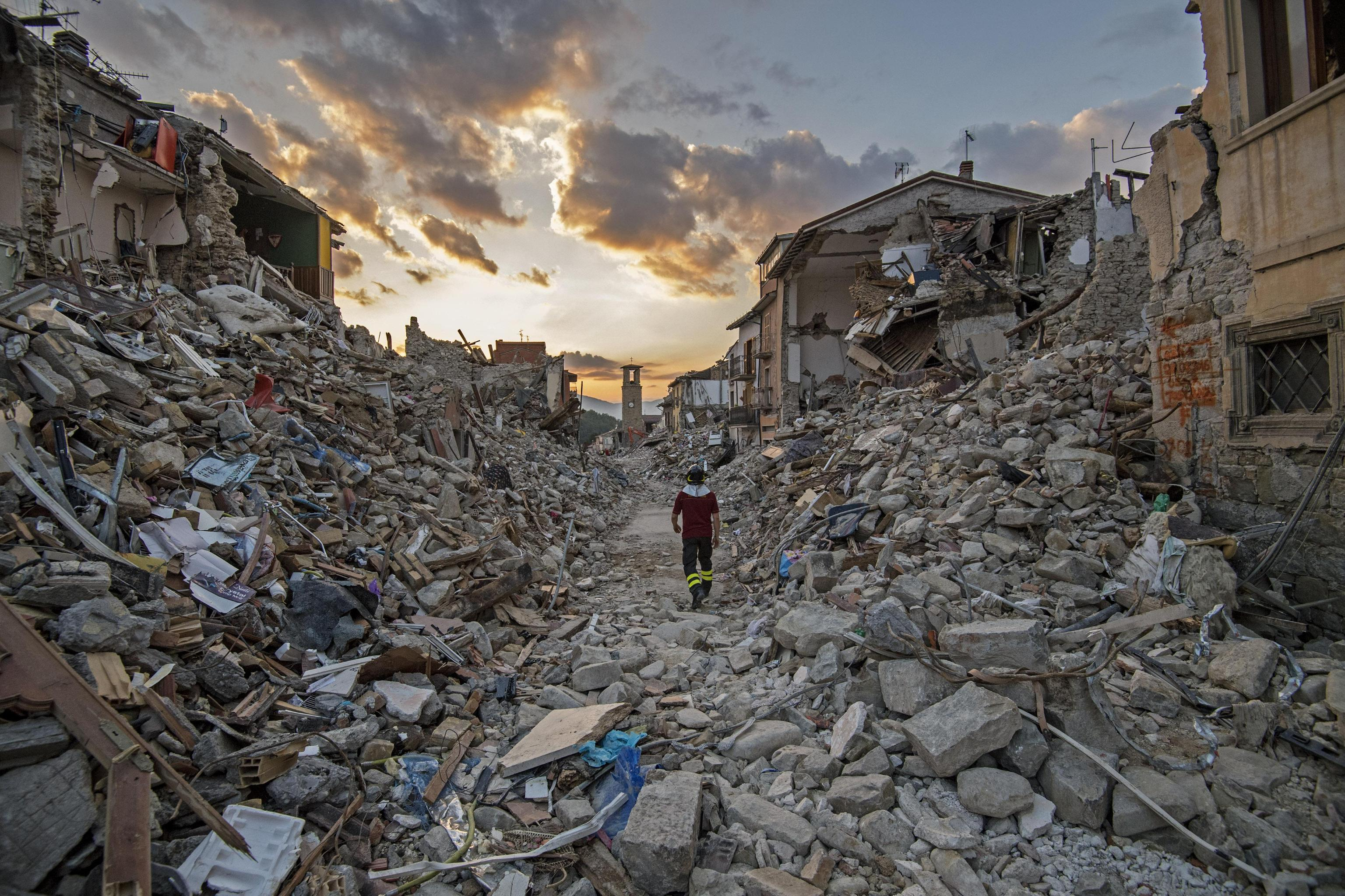 La foto simbolo del centro di Amatrice, raso al suolo dal sisma del 2016 / ANSA