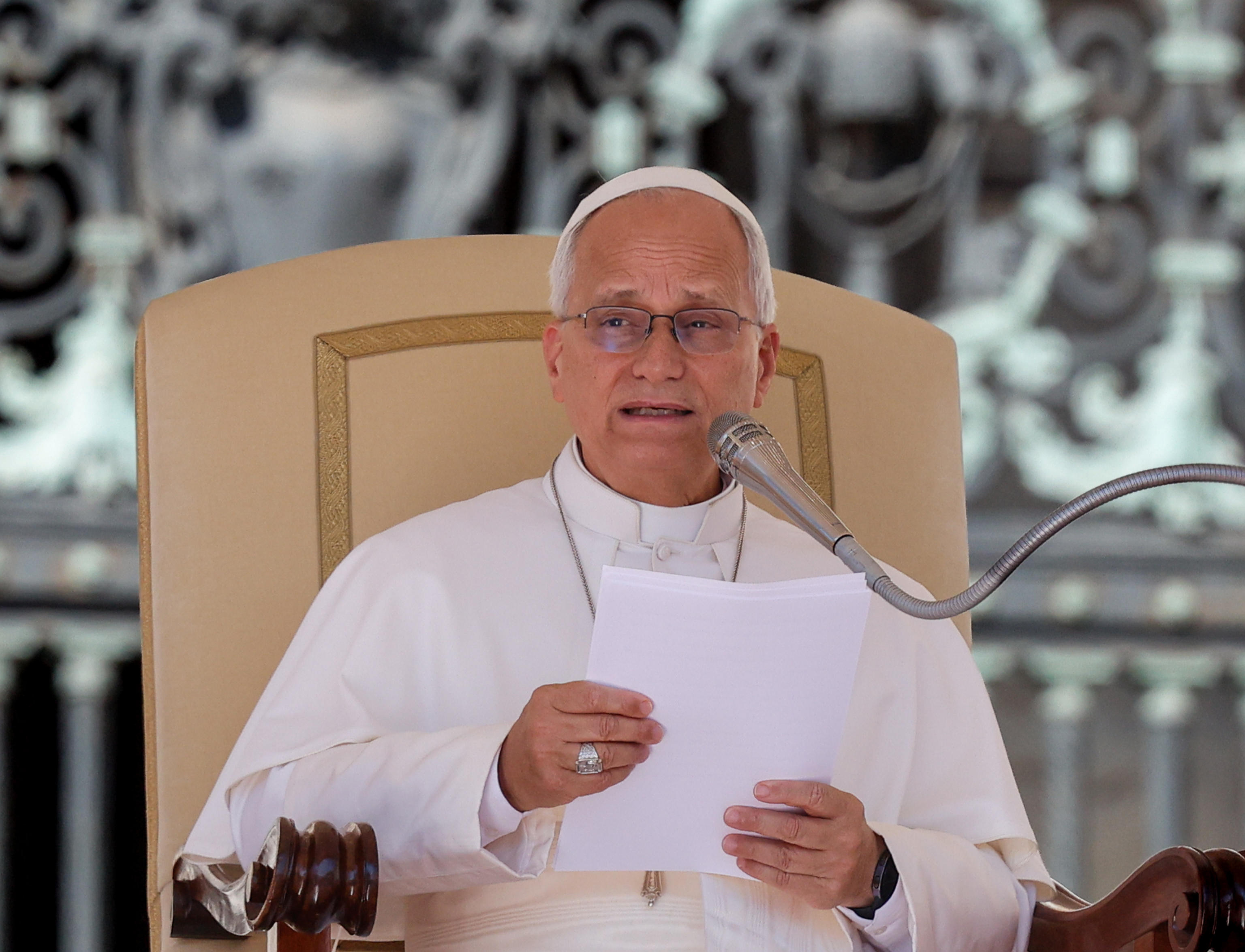 Leone XIV durante l'udienza generale in piazza San Pietro, 16 settembre 2026 - ANSA/GIUSEPPE LAMI
