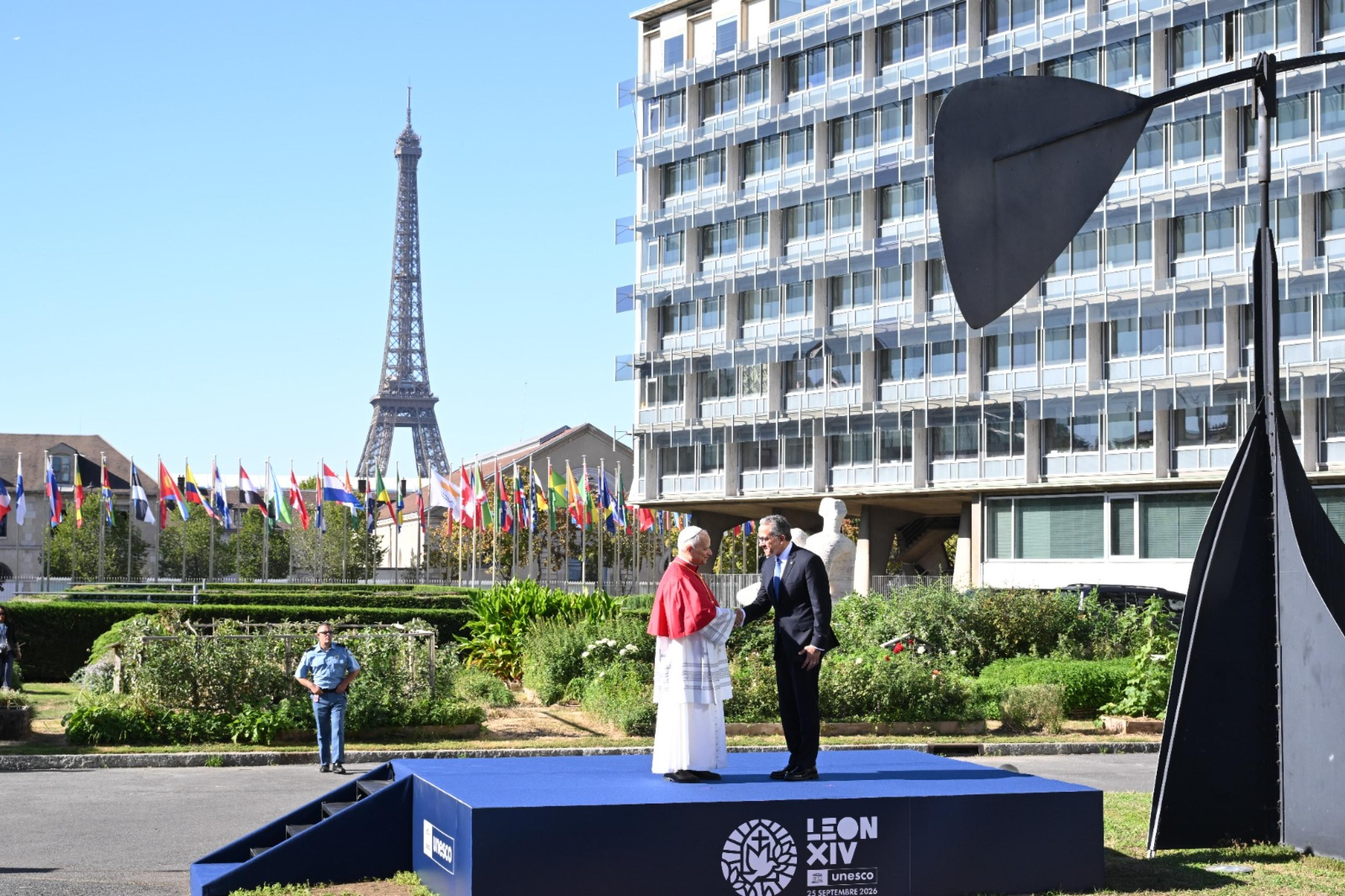 Papa Leone XIV nella sede dell'Unesco a Parigi / ANSA