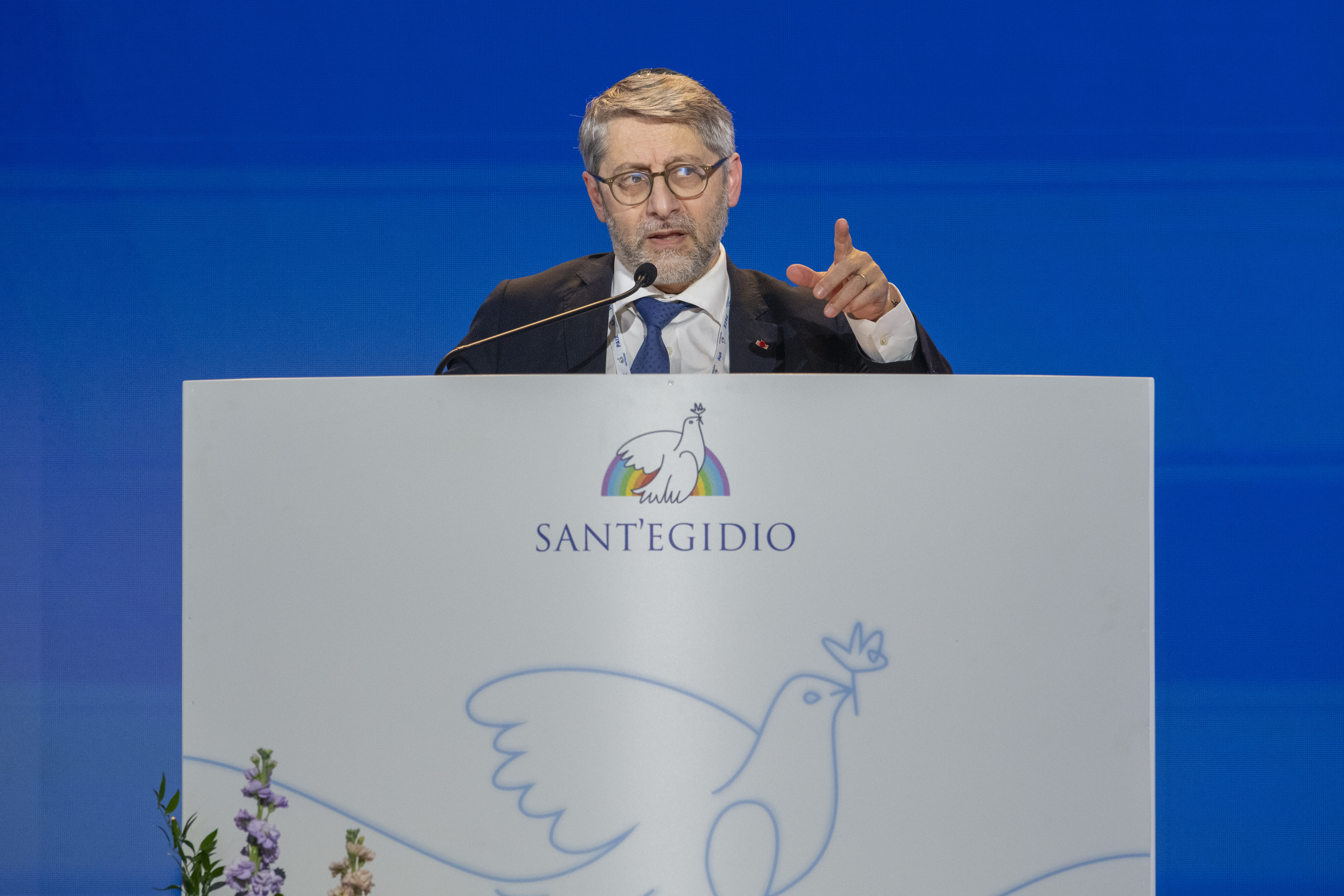 Il Gran rabbino di Francia, Haim Korsia, all'assemblea introduttiva dell'incontro per la pace "Disarmata e disarmante" che si tiene dal 25 al 27 ottobre ad Assisi, Bastia Umbra - AGENZIA SICILIANI